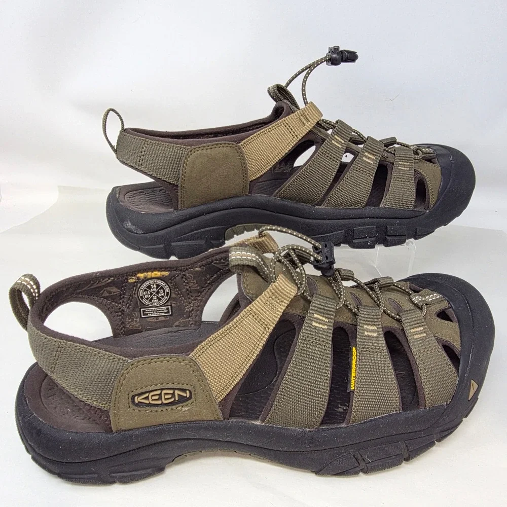 Keen Newport H2 Sandals Mens 14 Green Tan Excellent Waterproof Hiking 1018941